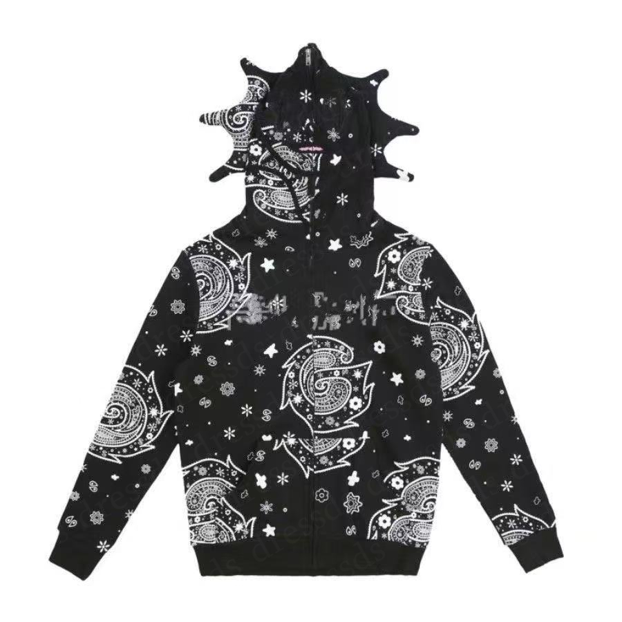 2024 Hot Fast Glo Gang Y2K Style Full-Zip High Street Inspired Hoodie with 3D Printed & Skull Design for Men Women -Bold Graphics and Long Sleeve