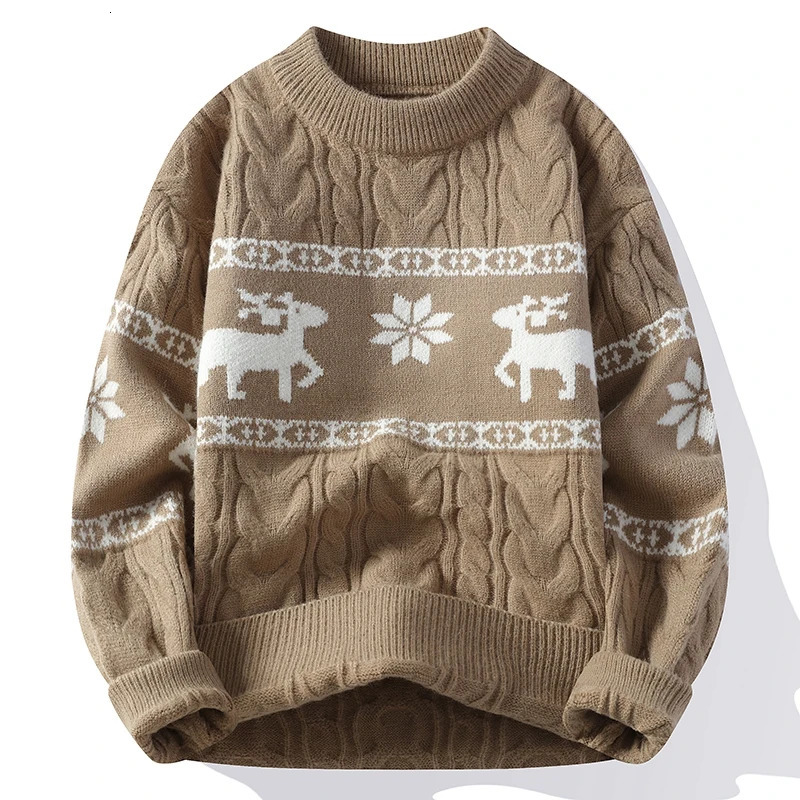 Autumn/Winter Cashmere Sweater Mens Thick Warm Mens Sweater and Deer Korean Harajuku Christmas Parachute 241126