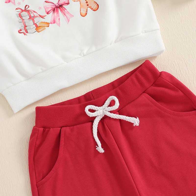 Clothing Sets 37Years Kid Girls Fall 2Pieces Sets Christmas Clothes Long Sleeve Bowknot Print Sweatshirt with Sweatpants Fashion Girl Outfits H241126