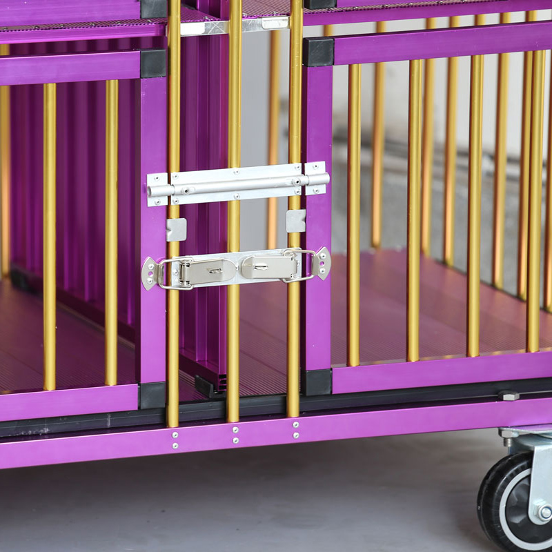 Pet trolley Factory wholesale portable folding travel dog show pet trolley purple-gold outdoor salon Four Wheeled factory Luxury
