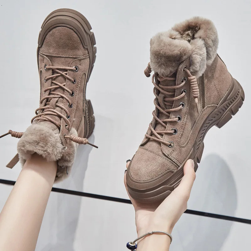 GKTINOO 2024 Winter Shoes Women Snow Boots Thick Sole Warm Plush Winter Shoes Genuine Leather Suede Women Ankle Boots Sneakers 241126