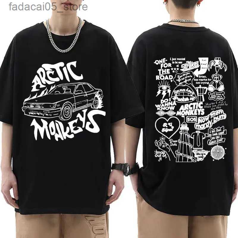 Men's T-Shirts Arctic Monkey Inspired T-shirt - Album List Graffiti Printed Retro Mens Hip Hop Punk Short Sleeve Q240425