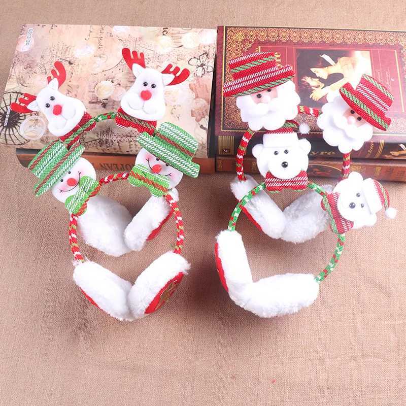 Christmas Headband Deer Santa Haiands Adult Kids Girls Boys Plush Warm Earmuff Xmas Party Cosplay Ear Cover EarwarmerXJ241126