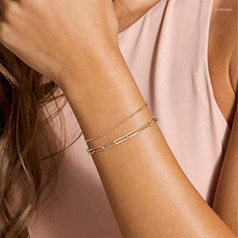 Charm Bracelets 2024 Arrivals Double Layer Bracelet Creative Paper Clip Simple Geometric Stainless Steel Jewelry For Women