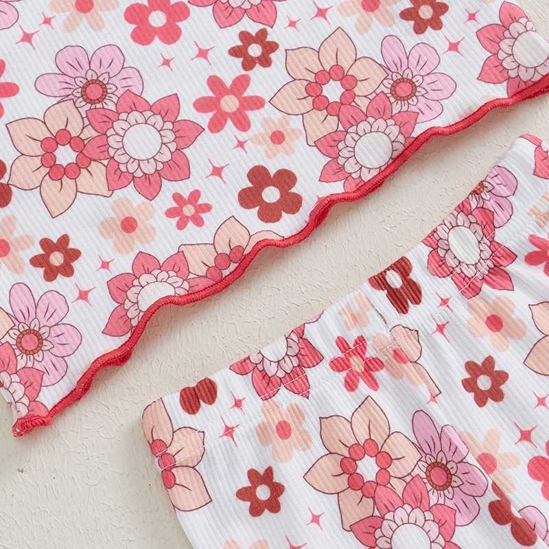 Clothing Sets Baby Girl Autumn Clothing Set Floral Print Crew Neck Long Sleeve Shirt Bell Bottoms Headband 3 Piece Outfit H241126