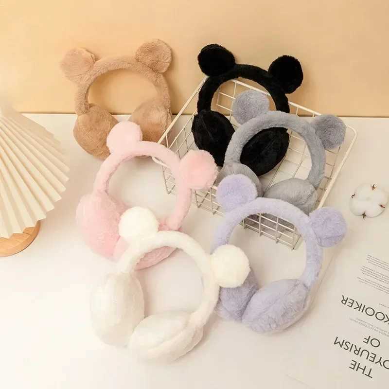 Cute Bear Ears Foldable Ear Muffs Fur Winter Headphones Earmuffs Windproof Outdoor Ear Warmer Fluffy Ear Cover for Women MenXJ241126