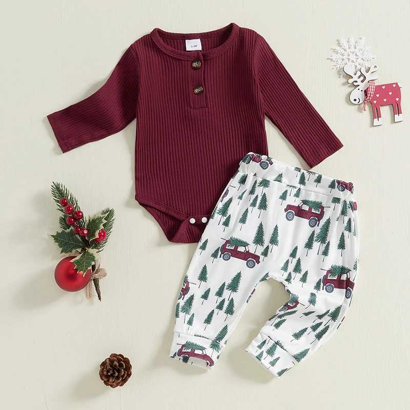 Clothing Sets Infant Holiday Outfits Jumpsuit with Festive Reindeer Print Leggings 2Piece Fall Clothes for Christmas H241126