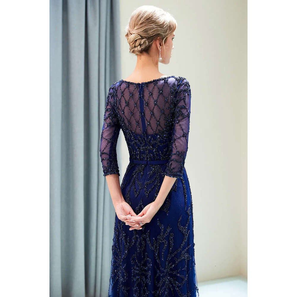 Tulle Long Evening Mermaid Beaded 2019 Half Sleeves Sequins Or Length Formal Party Prom Dresses 100% Real Image Cps1181 Lz0304