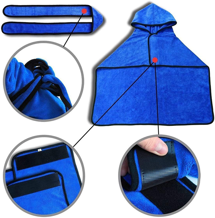 Soft Quickly Absorbing Water Fiber Pet Grooming Supplies Pet Drying Towel Robe Dog Bathrobe With Hat