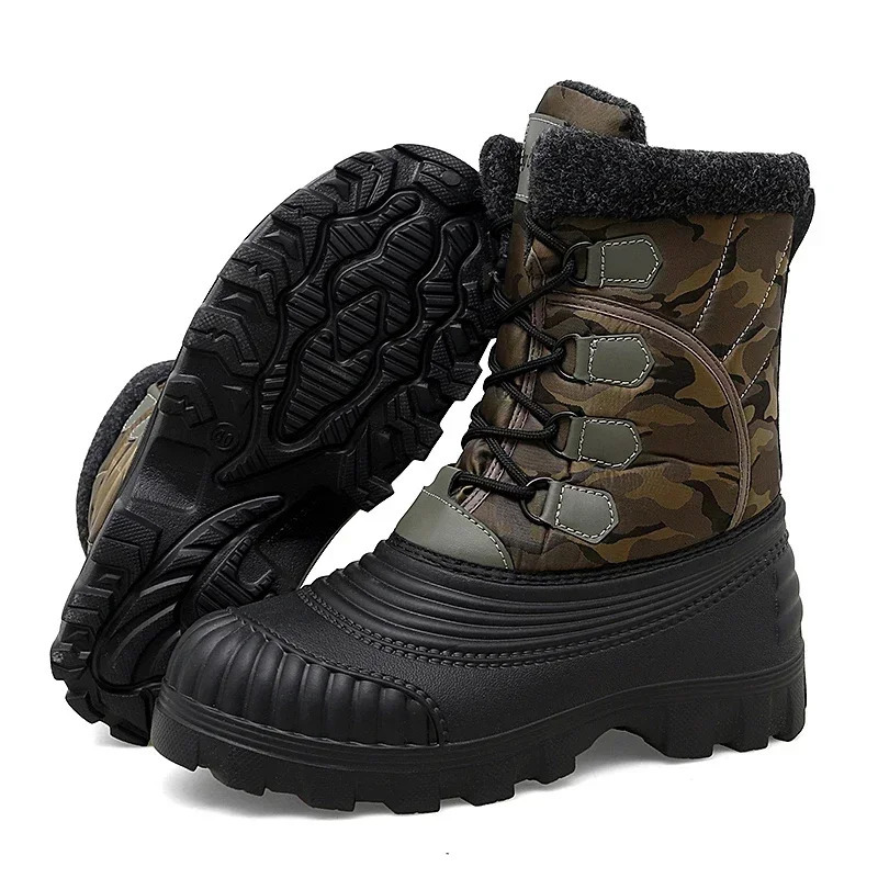 Winter snow boots for men mid calf duck boots warm outdoor waterproof hunting work boots for men camouflage outdoor shoes for men 241126