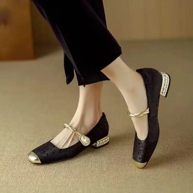 Shoes Female 2024 Fashion Square Toe Womens Pumps Autumn Shallow Mixed Colors Outdoor Casual Chunky Heels Office Ladies Shoes 241126