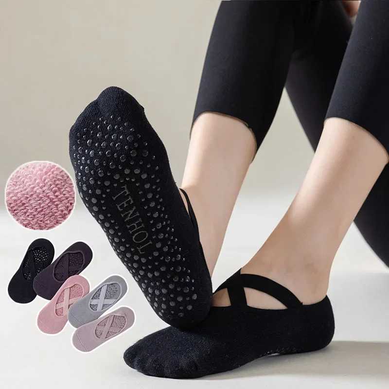 Yoga Socks Women Cotton Silicone Non-slip Pilates Grip Towel No-Show Barre SockXJ241125