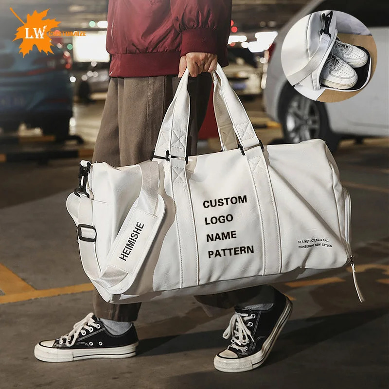 Wet and Dry Separation Yoga Fitnes Bag Mens Swimming Bag PU Portable Gym Bag Travel Bag Luggage Bag Custom Bags Print Name 241114