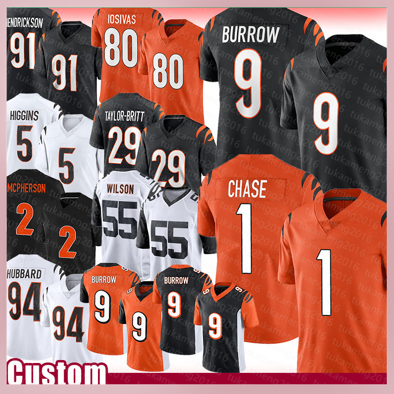 Joe Burrow Football Jersey Ja'Marr Chase Trey Hendrickson Andrei losivas Cam Taylor-Britt Tee Higgins Evan McPherson Logan Sam Hubbard Ted Karras Amarius Mims