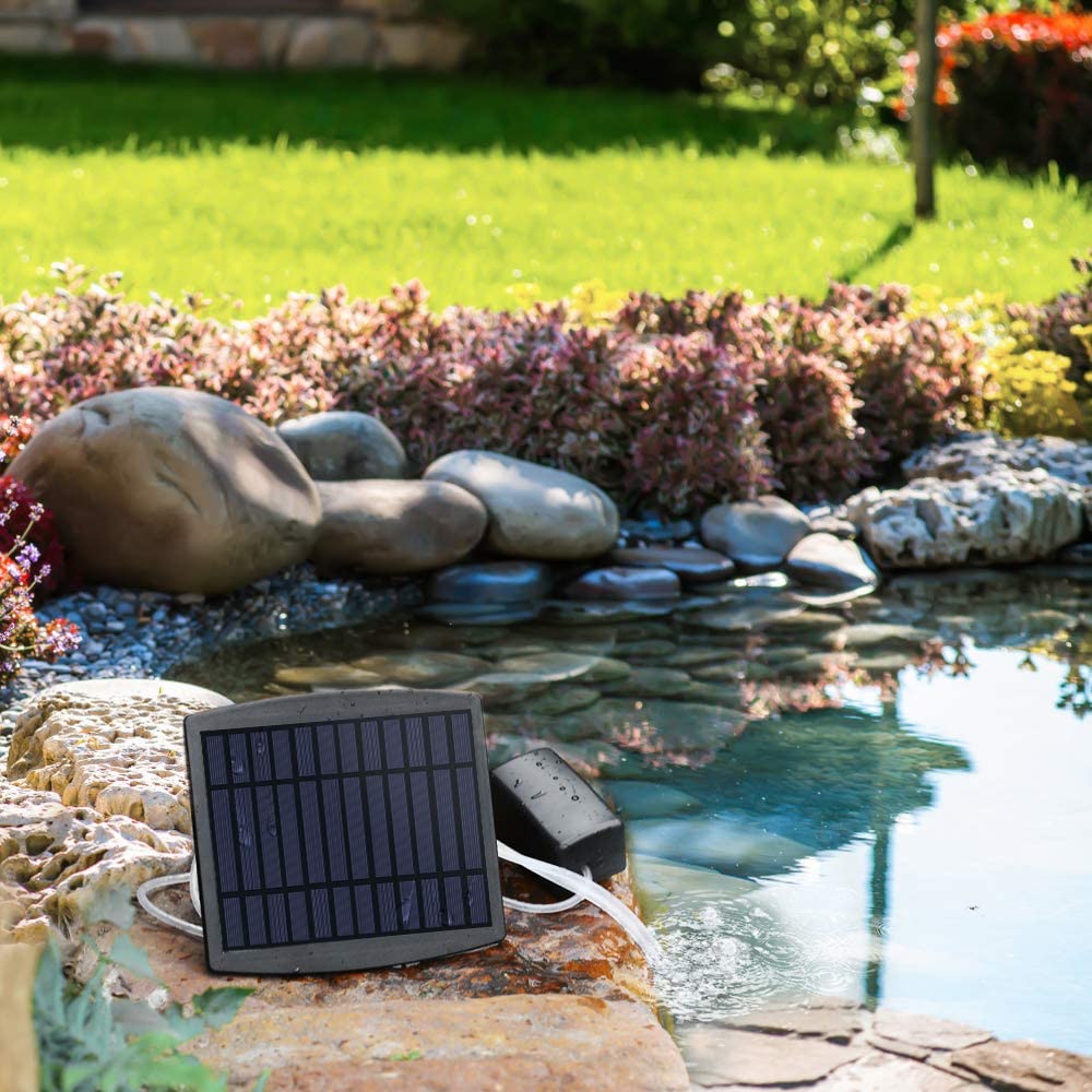 Solar Air Pump Kit Battery with Air Hoses and Bubble Stones Pond Aerator Bubble Oxygenator for Aquarium Fish Tank Water
