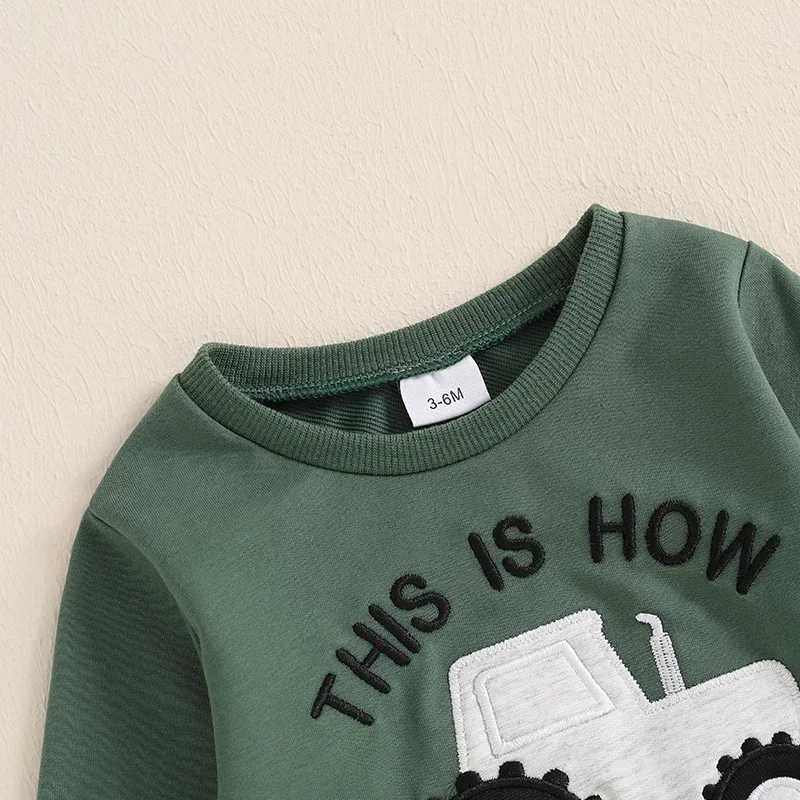 Clothing Sets Cute Baby Boys Autumn Clothes Sets Tractor Print Long Sleeve Sweatshirt with Sweatpants Infant Toddler boys Tracksuits Set H241126