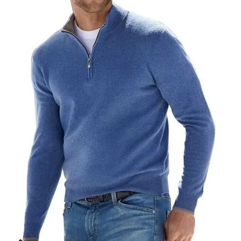 New mens half zipper V-neck knitted top casual floral sweater polo shirt wholesale fashion retail W241126