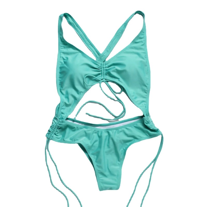 2024 NEW Women's 2021BINIKI New One-Piece Swimsuit Color Ladies Large Size Swimsuitfor Bikini Solid