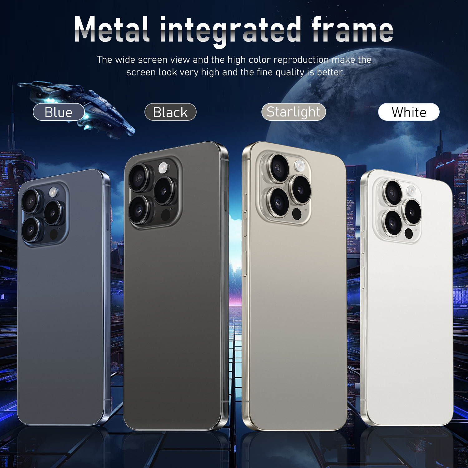 i15 Pro Max Mobile 7.6-inch Android 14 Smart Phone Snapdragon 8 Gen3 CPU,16GB+1TB Cell Phone,72MP+108MP Camera , 7800mAh Battery 5G Dual SIM Card