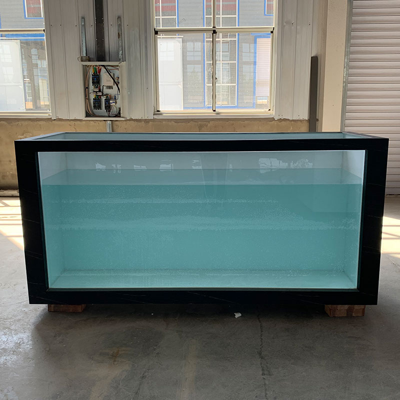 indoor large fiberglass frp glass viewing commercial large fish tank sizes rectangle raceway holding koi fish tank for business