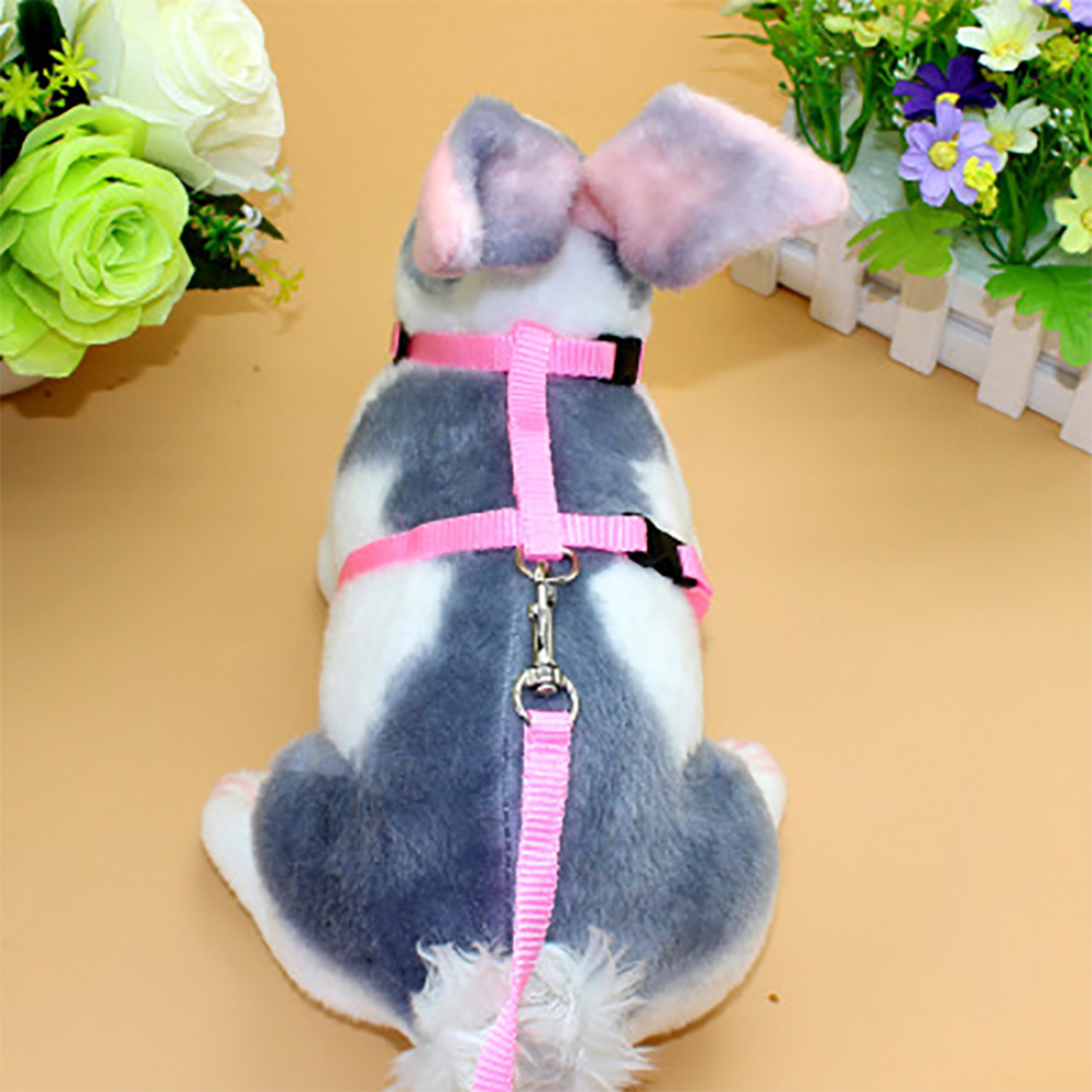 Small Pet Rabbit Leash Harness Soft Nylon Running/Walking Harness Leash with Safety Bell for Guinea Pigs Ferret Cat Rat Pet Pigs