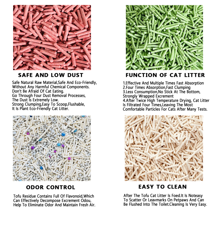 Cat litter wholesale Chinese factory selling multi-fragrance dust-free bulk strong caked tofu cat litter large package