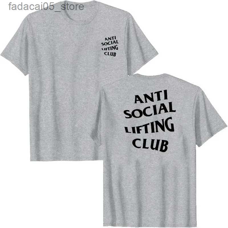 Men's T-Shirts Anti social promotion club T-shirt sports fitness letter printing Sayings graphic top basic short sleeved Q240425