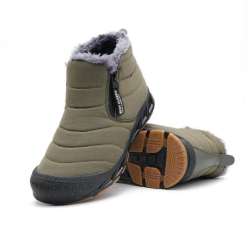 Mens snow boots large-sized warm fur winter mens shoes plush ankle boots unisex outdoor casual sports shoes durable and non slip boots 241126