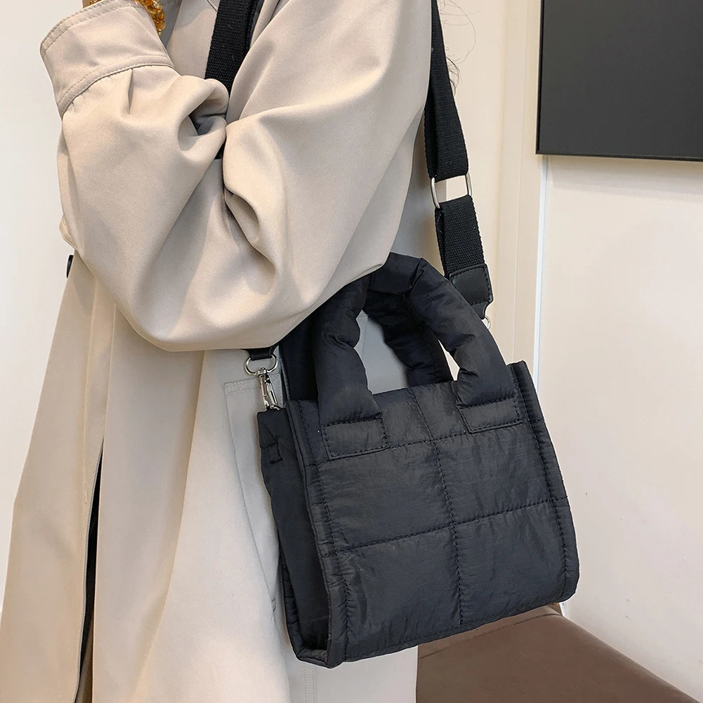 Winter Padded Shoulder Bag for Women Quilted Handbag Purse Casual Tote Clutch Cloud Crossbody Bags Female Trendy Messenger 241125