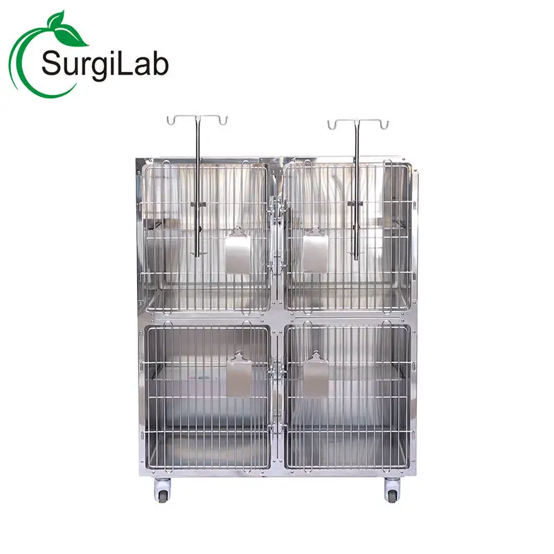 High quality manufacture mental 304 stainless steel laboratory medical hospital pet animal clinic cat cages