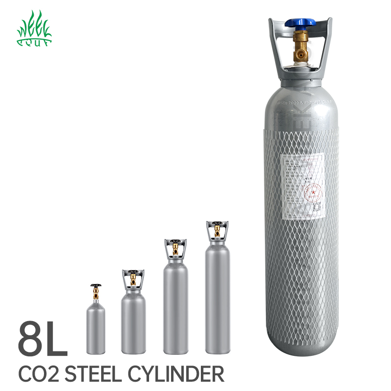 8Lbs Co2 Steel Tank Gas Tank CO2 Pressure Reducing Valve Cylinder With G5/8 W21.8 CGA320 M22 Valve China Supplier Wholesale