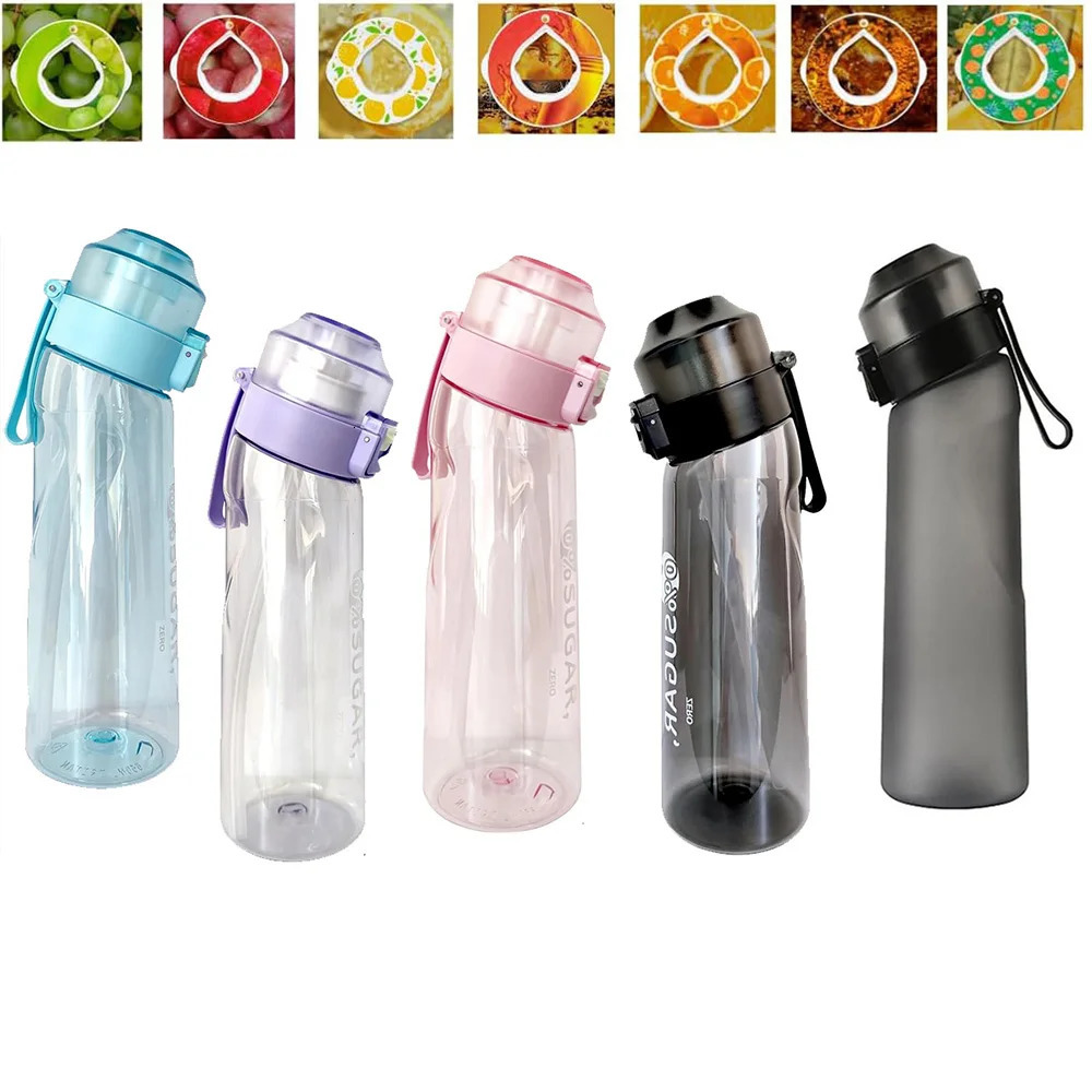 Sport Flavored Water Bottle with 7 Flavour Pods 650ML Fruit Fragrance Water Cup BPA Free 0 Sugar Drinking Bottle Gym Outdoor 240412