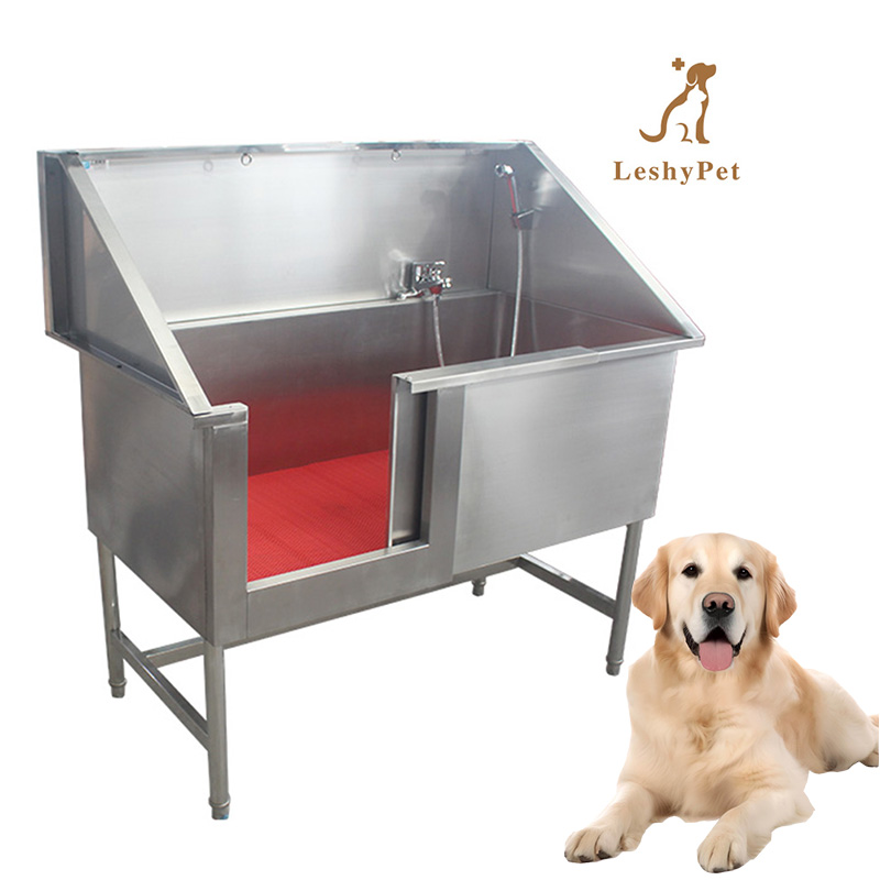 Leshypet Big-Volume-Stainless-Steel-Professional Pet Bathing Tub with Lifting Door pet dog bathtub stand pet spa