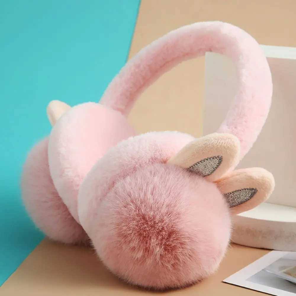 Womens fashionable ear muffs rabbit ear foldable ear muffs artificial fur plush winter warm ear muffs W241126