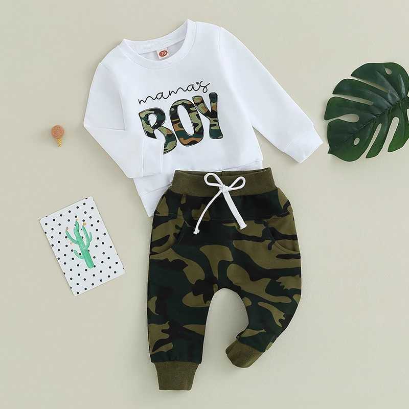 Clothing Sets Toddler Boy Winter Outfits Warm Fleece Hoodie Jogger Pants Set Camouflage Letter Print Tracksuit Kids Clothing H241126