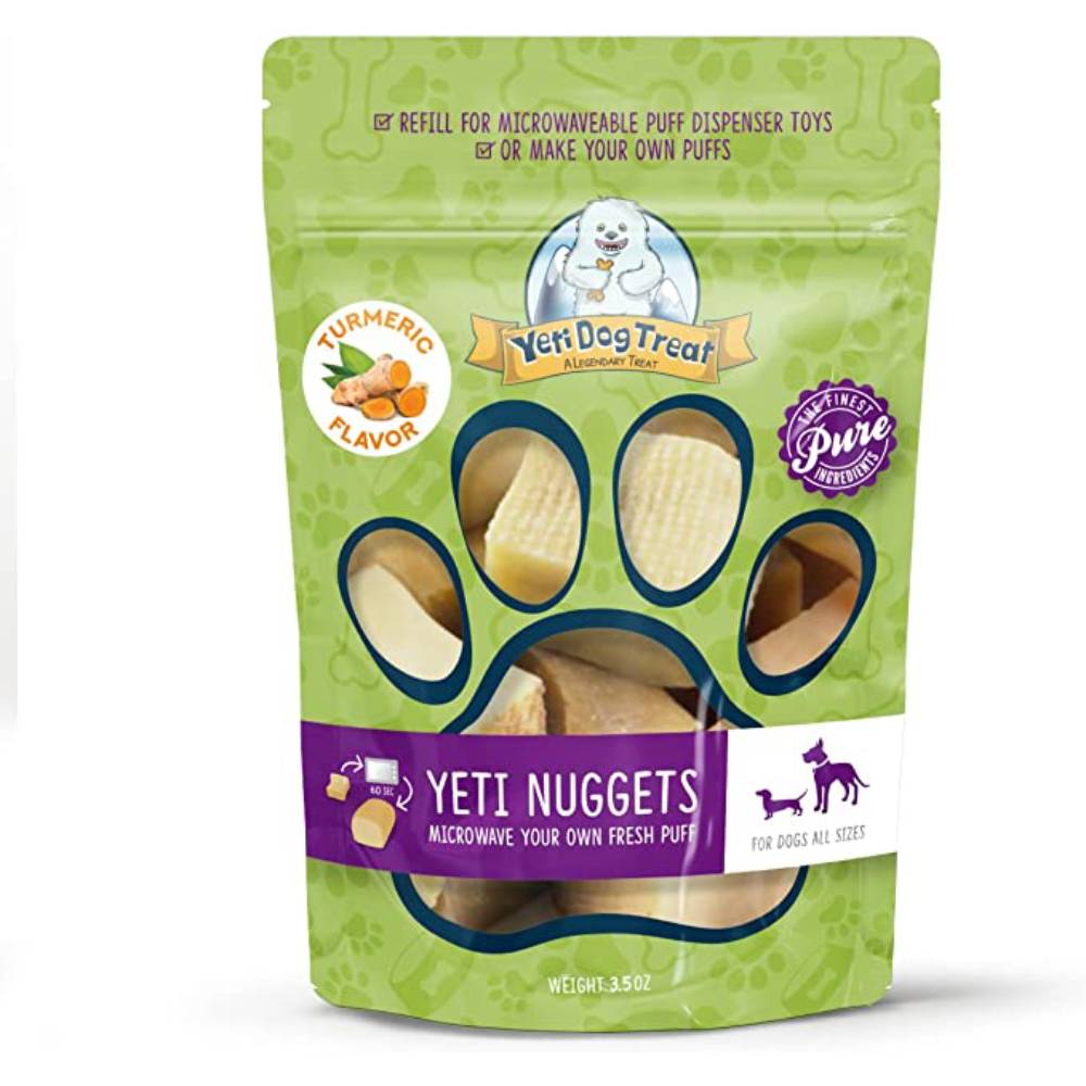 Yeti Tumeric Flavor Nuggets for Puff Natural Yak Cheese Treats for Interactive Chew Toys and Dispensers 6 Pieces 3.5 Oz