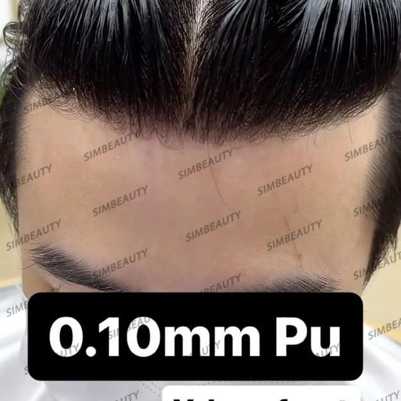 Natural Hairline Mens Toupee Durable Thin Skin Full Pu Base Male Human Hair Wigs Ash Brown Straight Man Hair System Prosthesis 241125