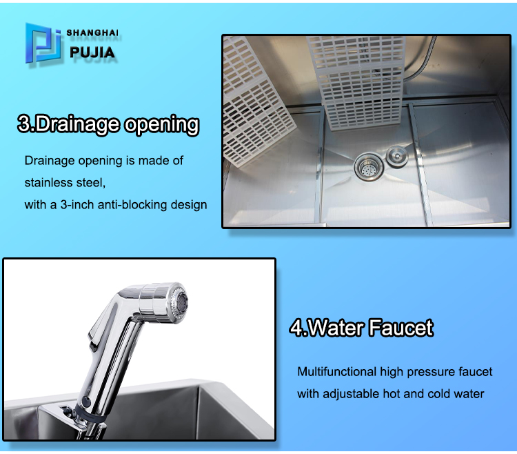 Stainless steel pet bathtub dog washing station High Quality Grooming Tools cleaning Sliding door convenient