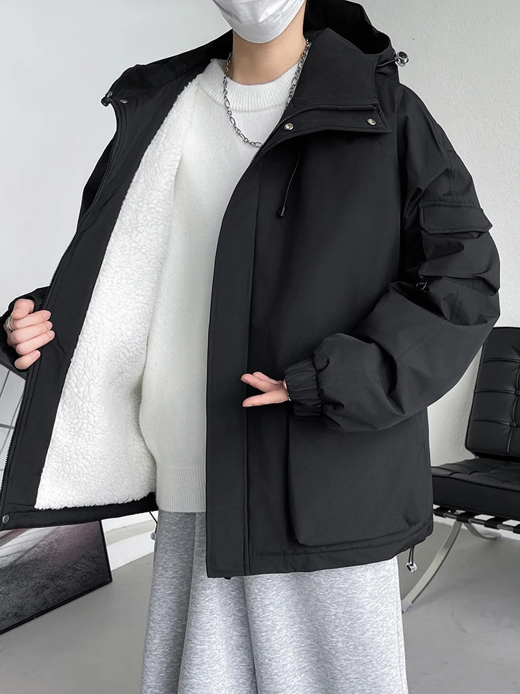 winter jacket mens wool lining thick warm Parka jacket hooded windproof machine Korean casual jacket Plus size 8XL 241121