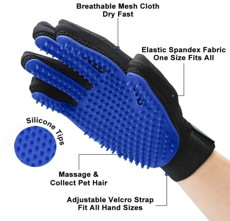 Qbellpet Hot Selling Pet Grooming Gentle Hair Remover Mitt Five Finger Design Left Right Hand Pet Deshedding Brush Glove
