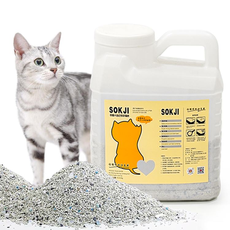 Muawu High Quality crushed Bentonite Clay Premium Cat Litter 0.5-1.5mm Fasting Clumping raw ore mineral Cat Sand 5.5kg barrels