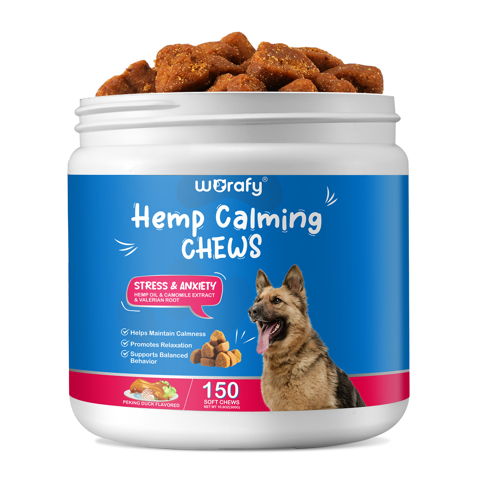 WORAFY pet chews treats pet calming supplement,custom organic dog calming treats pet snacks,hemp calming treats for dogs