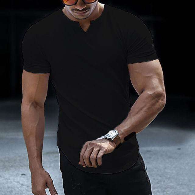European And American Spring/Summer New V-Neck Men's Casual T-Shirt Top B2