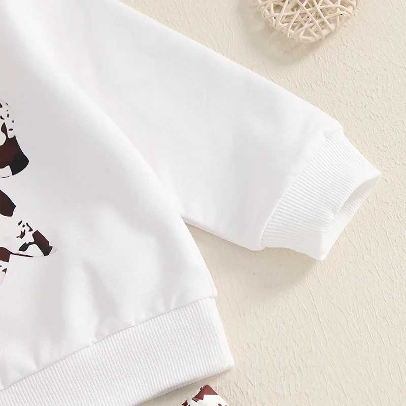 Clothing Sets Baby Girl 2Pcs Western Outfits Long Sleeve Bow Print Sweatshirt Tops Flare Pants Set Childrens Clothing Set 0-4Y H241126