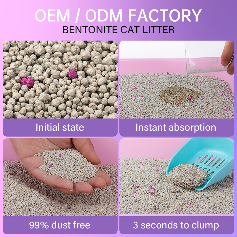 oem factory natural organic many flavors dust-free premium quick clumping Color clay bentonite cat sand litter