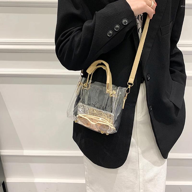 2025 NEW Shoulder Bags Transparent PVC Female Messenger Small Top-Handle Summer Clear Jelly Chain Handbags Ladies Crossbody zhanyishengli