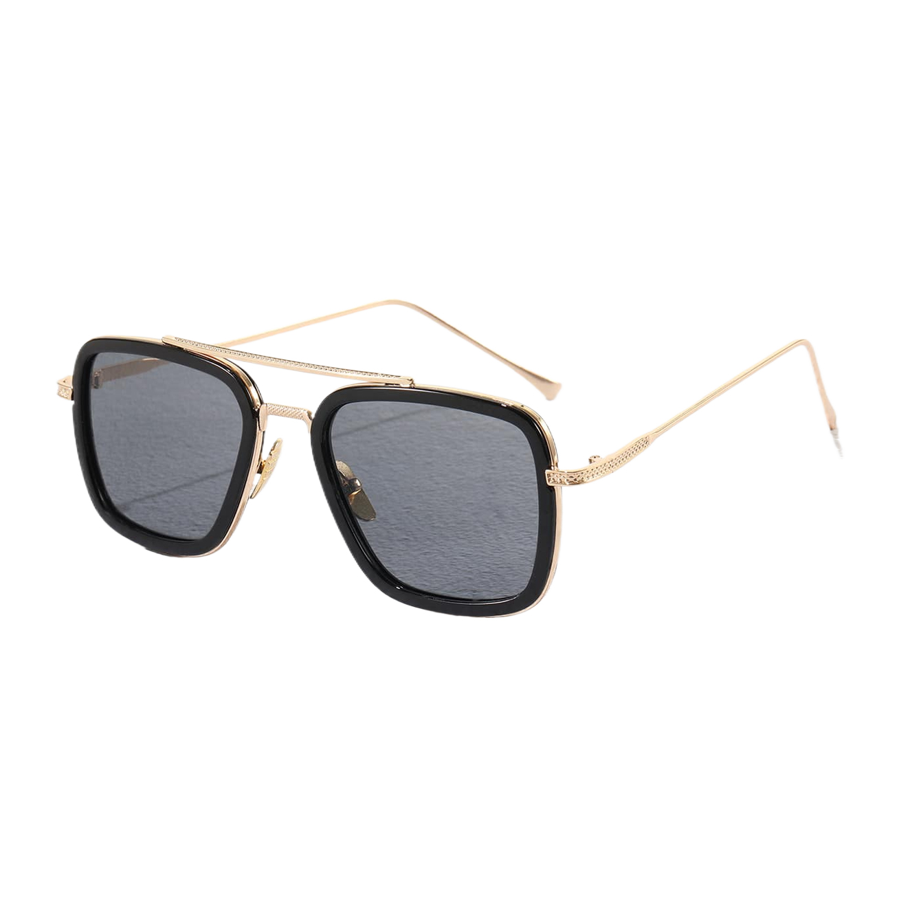 Fashion Men's Square Metal Frame Square Plastic Full Rim Glasses Metal Glasses Suitable for Iron Man Same Travel Photo