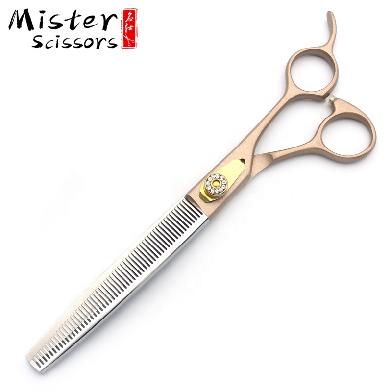 Rose Gold Professional Pet Grooming Scissors Kit Fishbone Teeth Thinning Scissors 7.5 inch 440C Stainless Steel
