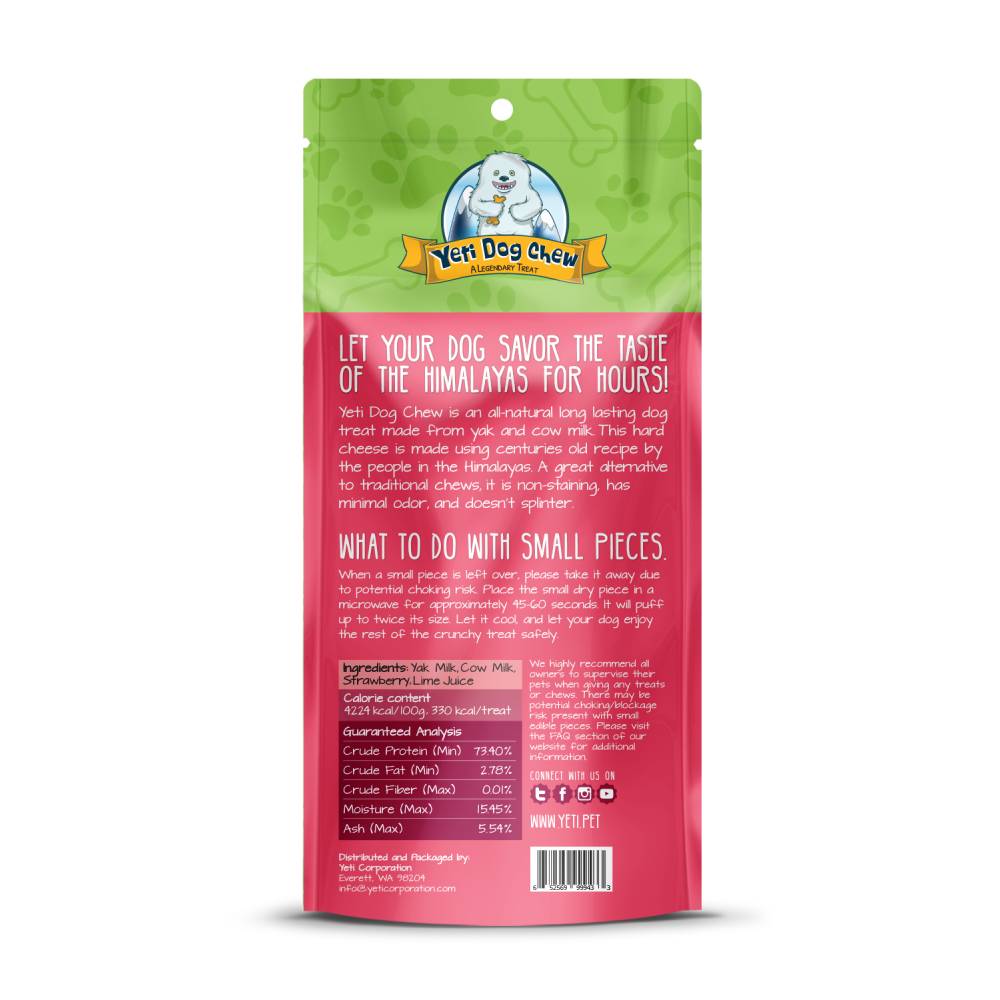 All Natural Large Dog Chews 3.5 oz 40 per Case Strawberry Flavor with Chicken & Beef Tastes Protein-Rich Pet Snack