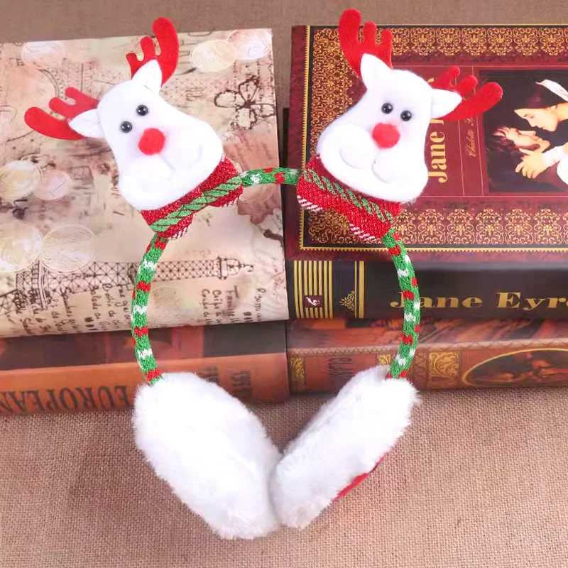 Snowman Santa Claus Earmuffs Christmas Soft Headband Winter Party Haiand Ear Cover Xmas Heaear New Year Gifts Warm HeadbandXJ241126